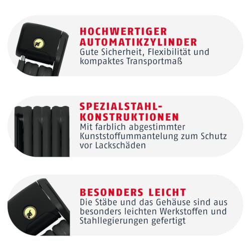 ABUS Faltschloss Bordo Lite 6055K SH mit Halterung - Extra-leichtes Fahrradschloss aus Spezialstahl Sicherheitslevel 7-85 cm - Rot – Ansicht 4