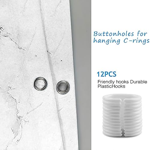 Rideau de douche marbre gris blanc KnSam 165x180cm en polyester imperméable