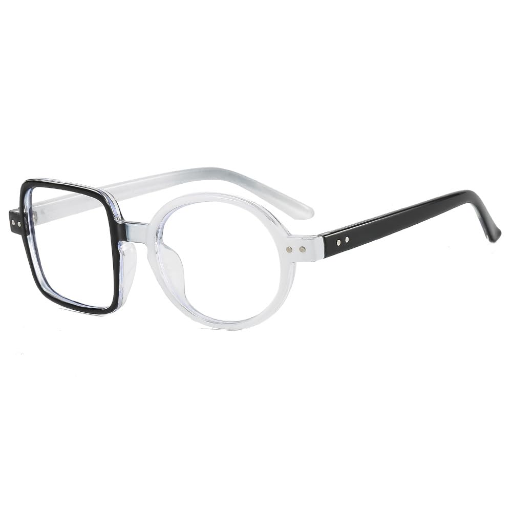 Asymmetrical Square & Round Glasses – Unique Full-Frame UV Protection Eyewear for Trendsetters-image-21
