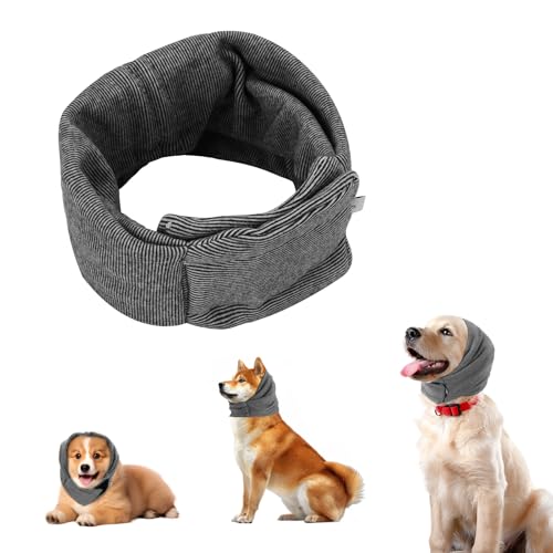 Image of Dog Snood, Adjustable Dog Calming Hoodie, Dogs Ear Cover for Noise Anxiety Relief, Hematoma, Grooming and Force Drying, Windproof Pets Headband for Grooming
