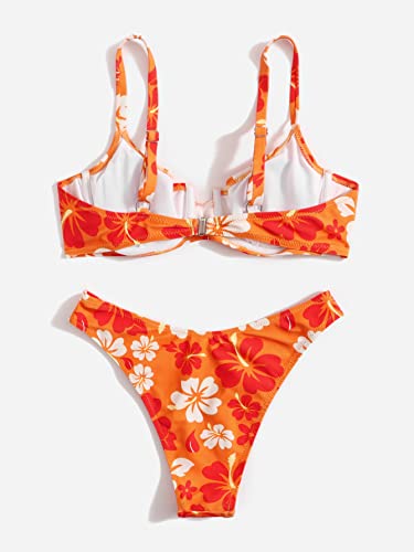 WDIRARA Women's Floral Print Underwire Bikini Swimsuit 2 Piece Bathing Suits Swimwear2