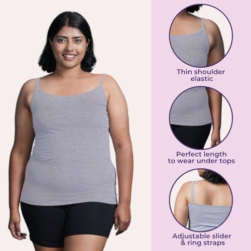 Image of Adira | Plus Size Camisole for Women | Plus Size Camisole | Soft Adjustable Shoulder Elastic | Layering Under Sheer Tops, Shirts & T-Shirts | Offers Full Coverage | Pack of 1