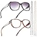 touk Stylish Cateye Reading Glasses, Large Frame Reader Sunglasses with Fashion Eyeglasses Chains for Women +3.0