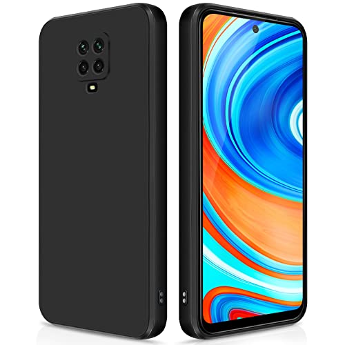 GiiYoon Hülle Kompatibel mit Xiaomi Redmi Note 9S / 9 Pro / 9 Pro Max, Hochwertiges Liquid Silicone Case, Rundumschutz Handyhülle, Kratzfestes Weiches Mikrofaserfutter- Schwarz