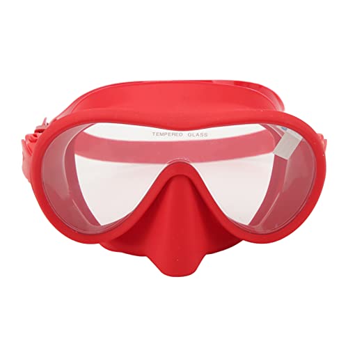 LAVEN Snorkel Diving Mask, 3D Tight Fit Foldable Anti Fog Tempered Glass Swim Goggles for Freediving (Red)