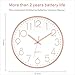 Foxtop Modern Wall Clock 12 Inch Non-Ticking Silent Battery Operated Round Quartz Rose Gold Wall Clock for Office Bedroom Living Room Kitchen Home School Decor