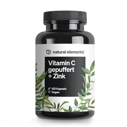 natural elements Vitamin C - 120 Kapseln - Hochdosiert mit 1000mg + 15mg Zink - Pflanzlich fermentiert & gepuffert (pH-neutral, säurefrei, magenschonend) - vegan, laborgeprüfte Qualität natural elements Vitamin C - 120 Kapseln - Hochdosiert mit 1000mg + 15mg Zink - Pflanzlich fermentiert & gepuffert (pH-neutral, säurefrei, magenschonend) - vegan, laborgeprüfte Qualität