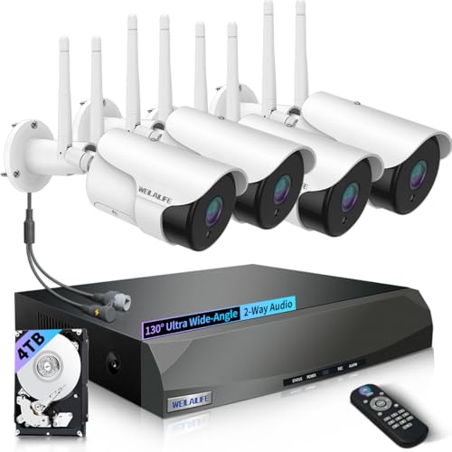 WEILAILIFE 【Dual Antenna Enhanced & 2-Way Audio】 Outdoor Wireless Security Camera System, WiFi Video Surveillance, Wireless Surveillance Camera System, Home Security Cameras