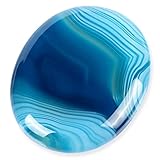 Artistone 2.0' Blue Agate Crystal Thumb Worry Stone,Healing Crystal Polished Palm Pocket Chakra Gemstones for Anxiety,Stress,Reiki Gift