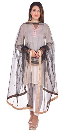 Image of YOUTHQUAKE Women's Embroidered Net Dupatta