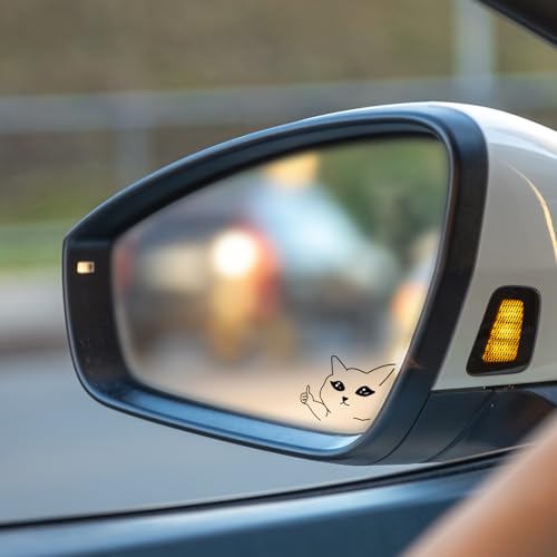 Image of Car Mirror Decals, Cute Kitty Cat Vinyl Stickers, Peeking Design for Rearview Mirror, Car Accessories for Women, Small Stickers for Laptops and Water Bottles (Cat 4)