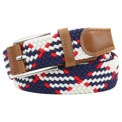 Image of Mixed Color Woven Stretch Braided Belts for Men and Women