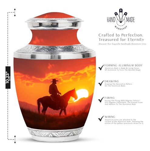 Image of Cowboy Urn - Urn for Human Ashes - Adult Female - 10 inch Pack of 1