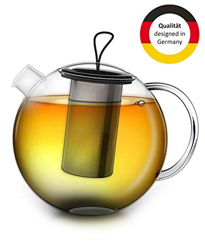 Creano Tetera JUMBO, Tetera de Vidrio en 3 Piezas en un Juego de Tetera con Filtro Integrado de Acero Inoxidable y Tapa de Vidrio | 1,5L - Imagen 7
