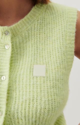 Image of UAURORAO Women Chunky Sweater Vest Button Down Crochet Cable Knit Cardigan Sleeveless Open Front Knitted Crop Waistcoat