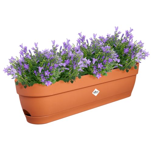 elho Vibia Campana Balkonkasten 70 mit Wasserreservoir - Blumentopf Balkon - 100% recyceltes Plastik - Ø 69.0 x H 17.0 cm - Braun/Terra