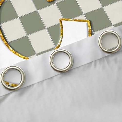 Image of Erosebridal Sage Green Checkered Window Drapes Plaid Initial C Blackout Curtains 52 inch Wx84 L Personalized Monogram Curtains for Bedroom Living Room,Grids Gingham Window Treatments 2 Panels