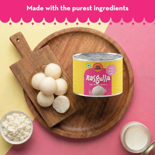Image of GO DESi - Rasgulla | Made with Farm Fresh Milk| 5 pieces| 200 grams | Indian Mithai | Classic sweets | Sweets Gift Pack