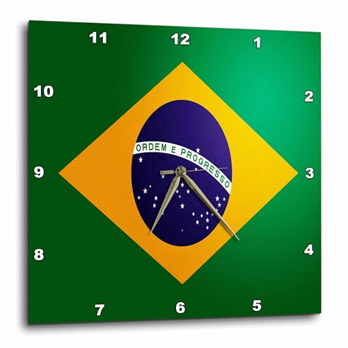 3dRose Wall Clock Silent - 15 inch - Brazil Flag - Flags