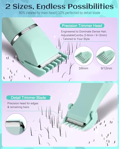Image of Bikini Trimmer Women,Electric Razor for Pubic Hair Women's Foil Shaver Rechargeable Shaver Removal with Snap-in Ceramic Blades,IP7X Waterproof,Wet and Dry Use,Green