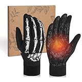 RIGWARL Upgraded Plush Gloves for Cold Weather, Women Men Winter Skeleton Gloves for Late Fall and Early Winter Gifts, Warm Running Touchscreen Motorcycle Glove for Walking Hiking Camping Cycling