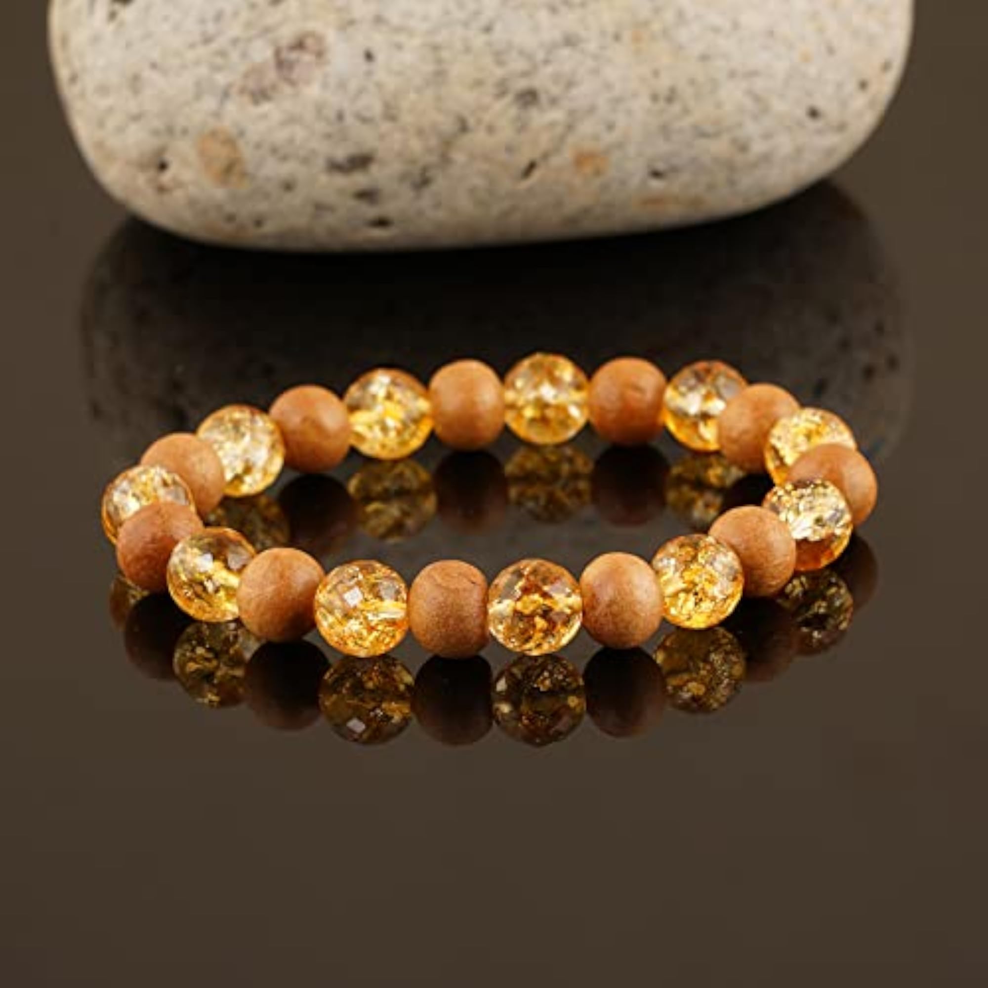 Wood Crystal Citrine Bracelet, Energized Healing