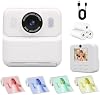 Cámara de impresión instantánea para niños, blanca, tarjeta de 32GB, doble lente, video HD 1080P | Cámara de juguete de impresión térmica, zoom 16X, pantalla IPS de 2.4", juegos de rompecabezas, para niños y niñas de 3 a 12 años 2