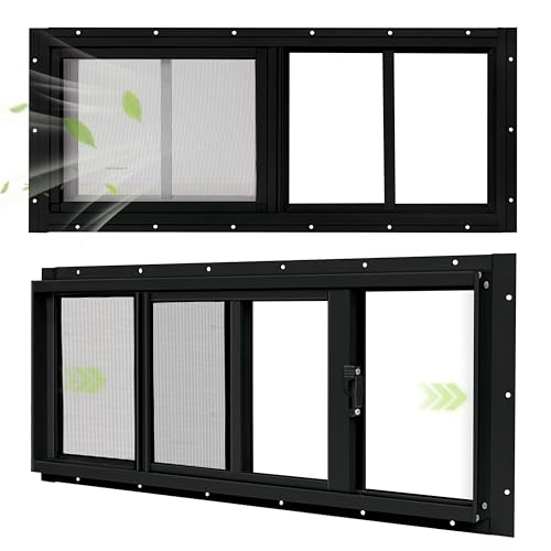 BOBIBAN 2 Pack Sliding Shed Windows 10x23 Black