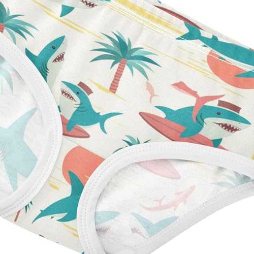 Wusikd Sharks Surfboards Girls' Underwear Cotton Palm Trees Girls Briefs Soft Toddler Underwear 2T3