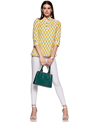 Image of Amazon Brand - Myx Women Printed Regular Cotton Short Kurti (Available in Plus Sizes)