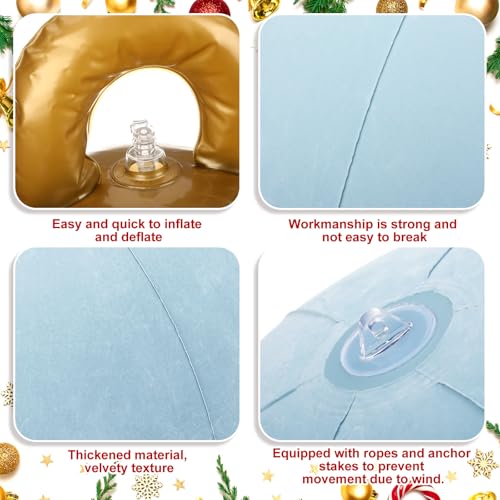 Jetec 3 Pcs 32 Inch Giant Velvet Christmas Inflatable Balls Ornament Flocked Xmas PVC Inflatable Flocked Ball Ornaments for Christmas Holiday Outdoor Blow up Yard Decor(Gray Blue) - Image 3