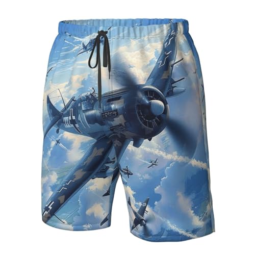 Men's Quick Dry Swim Shorts Fighter Aircraft World War Ii Military Plane Vintage Beach Trunks with Pockets4