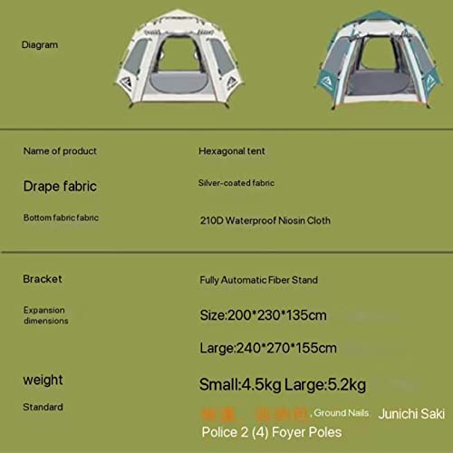Carpa hexagonal automática para camping 200x230x135cm miniatura 7