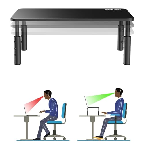 Image of amazon basics Monitor Stand /Laptop Stand for Desk | Compatible with 24 inch,27 inch,29 inch and 32 inch Inch, Laptop, PC, and Printer | Height Adjustable | Durable Steel Construction