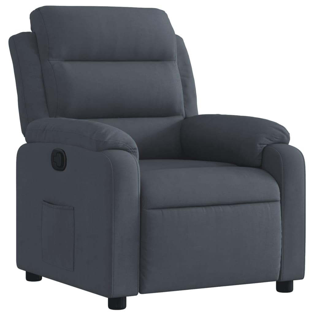 vidaXL Poltrona Reclinabile Grigio Scuro in Velluto