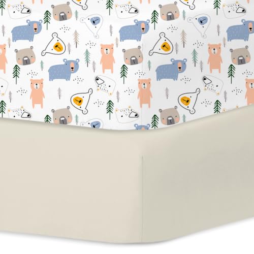 Image of Little Grape Land Crib Sheets for Boys and Girls, 2pk Baby Crib Fitted Sheet for Standard Size Crib and Toddler Mattress, Super Soft Baby Sheet