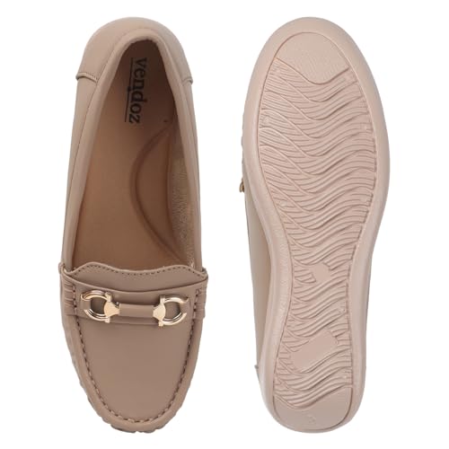 Image of Vendoz Women Comfortable Slip On Formal Loafer for Women | Stylish Fashion Moccasins Range | Cushioned Footbed Finish | Flexible | 1 Inch Heel Height| Formal Office Wear Shoe