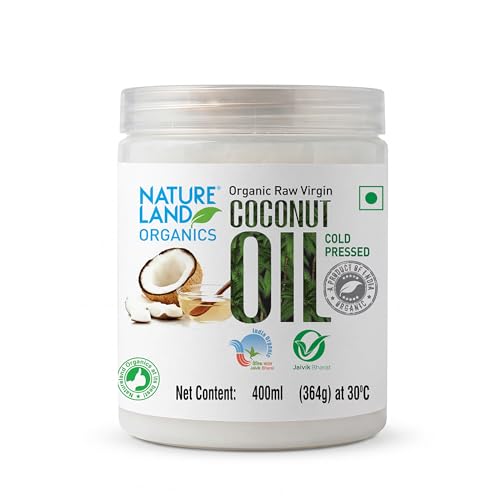 Image of Natureland Organics Coconut Oil 400 Ml - Organic Raw Virgin Oil