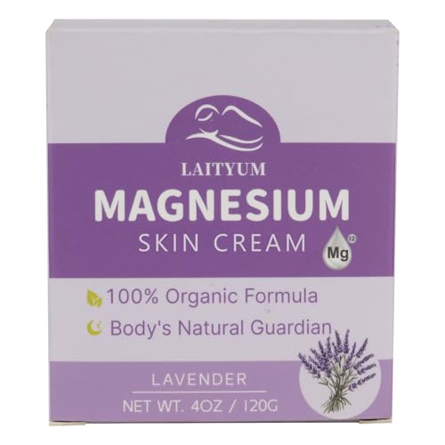 LAITYUM Magnesium Body Lotion - Lavender Magnesium Cream for Skin Hydration with Shea Butter, Coconut Oil, Vitamin E, 4oz