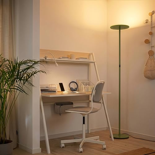 Image of Brightech Sky LED Floor lamp, Torchiere Super Bright Floor Lamp for Living Room Decor & Office - Dimmable, Tall Standing Lamp with Warm Light for Bedroom & Reading - Olive Green
