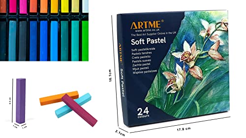 Artme Softpastellkreide 24er Etui - Weiche Pastellkreide - für Künstler, Hobbymaler, Schule, Kunstunterricht.