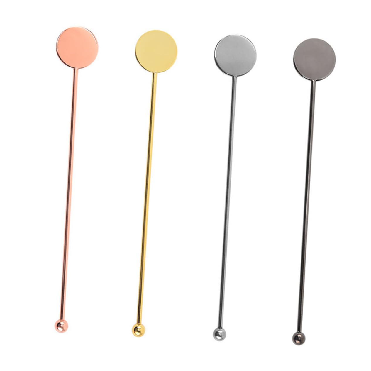 Cabilock 4pcs Stainless Steel Bar Swizzle Sticks Mixing Rods for Cocktails Coffee and Beverages Gunmetal for Home and Professional Use