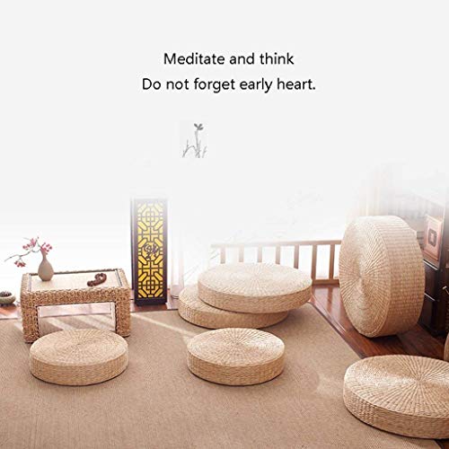 Huawell 2 Pack Tatami Floor Pillow Sitting Cushion Bigger Size,Round Padded Room Floor Straw Mat For Outdoor Seat (Dia: 19.7) #TOP4