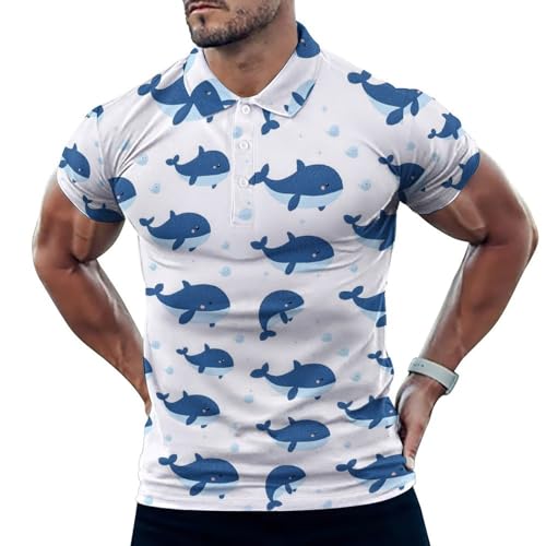 Polo de golf pour homme en maille douce imprimée bleu azur