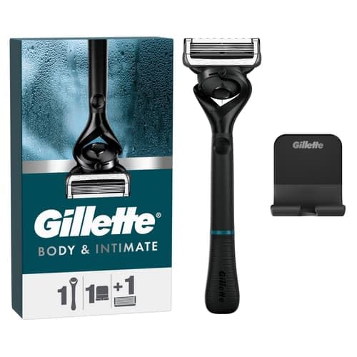 Gillette Body & Intimate Men's Wet Razor + 1 Razor Blade with Shower Hanger for Easy Storage, Gift for Men