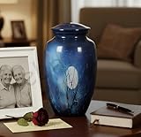 eSplanade Cremation urn Memorial urn Container Jar Pot | Cremation urns | Full Size Standard Urns | Metal Urns | Burial urns (Moon)