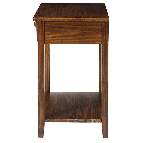 Casual Home Night Owl Nightstand With Usb Ports-Warm Brown #TOP6