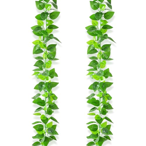 BLEUM CADE 2Pcs Fake Vines Artificial Ivy Garland with Faux Pothos Leaves