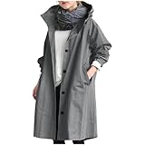 Generisch Trenchcoat Kinder Langer Übergangsjacke Mit Kapuze Mantel Frauen Leichte Jacke Regenjacke Wandern Kapuzenjacke Mit Taschen Herbstmantel Frühling Mädchen Winddichter Windjacke Mit Knöpfen
