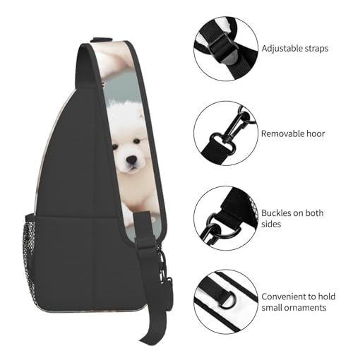 Mochila tipo bandolera deportiva con patrón de perros blancos miniatura 5